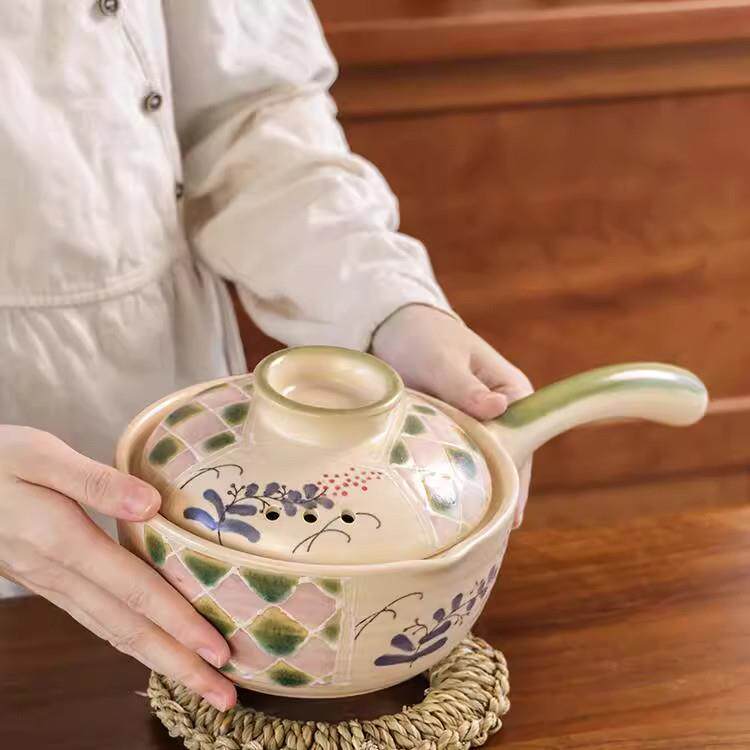 万土烧粗陶陶瓷单柄小奶锅宝宝辅食锅汤锅耐高温明火燃气灶电陶炉