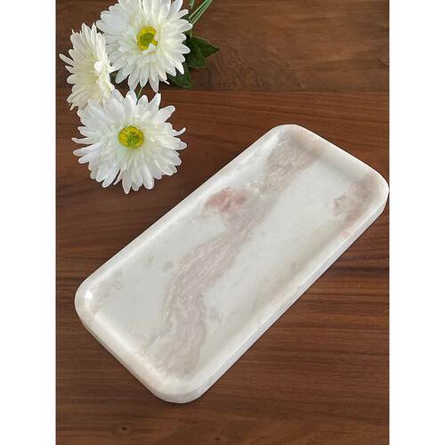 天然大理石粉红色托盘浴室水槽香薰珠宝存储托盘高端装饰饰品