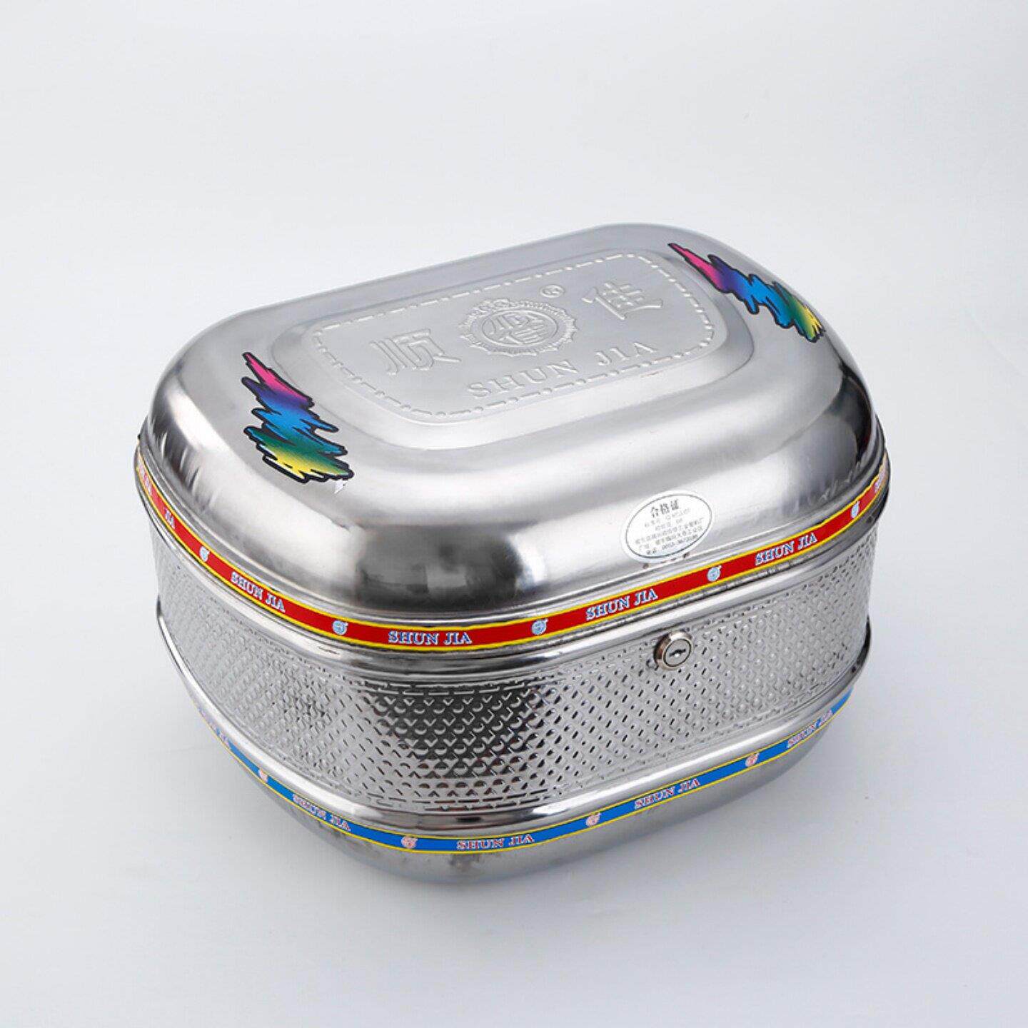 不锈钢电动车后备箱摩托车尾箱后尾箱特大号踏板车摩托车加厚通用