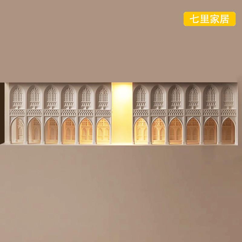 新中式石膏壁灯古道长廊嵌入式楼梯间入户灯走廊过道客栈感应夜灯
