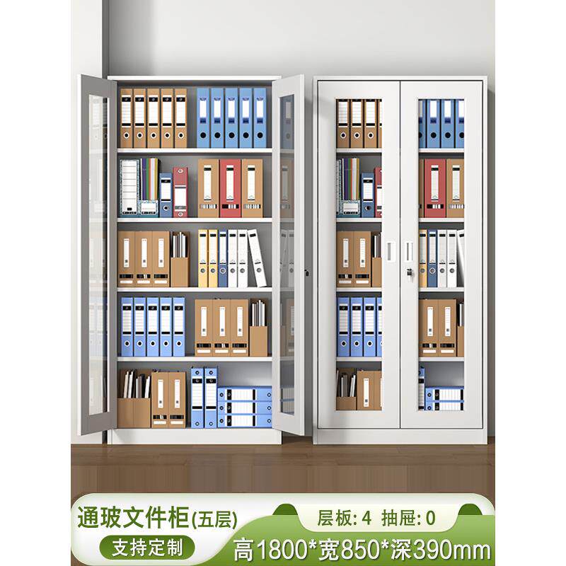 财务会计凭证档案柜钢质办公玻璃双门信息档案铁质橱柜带锁锁柜