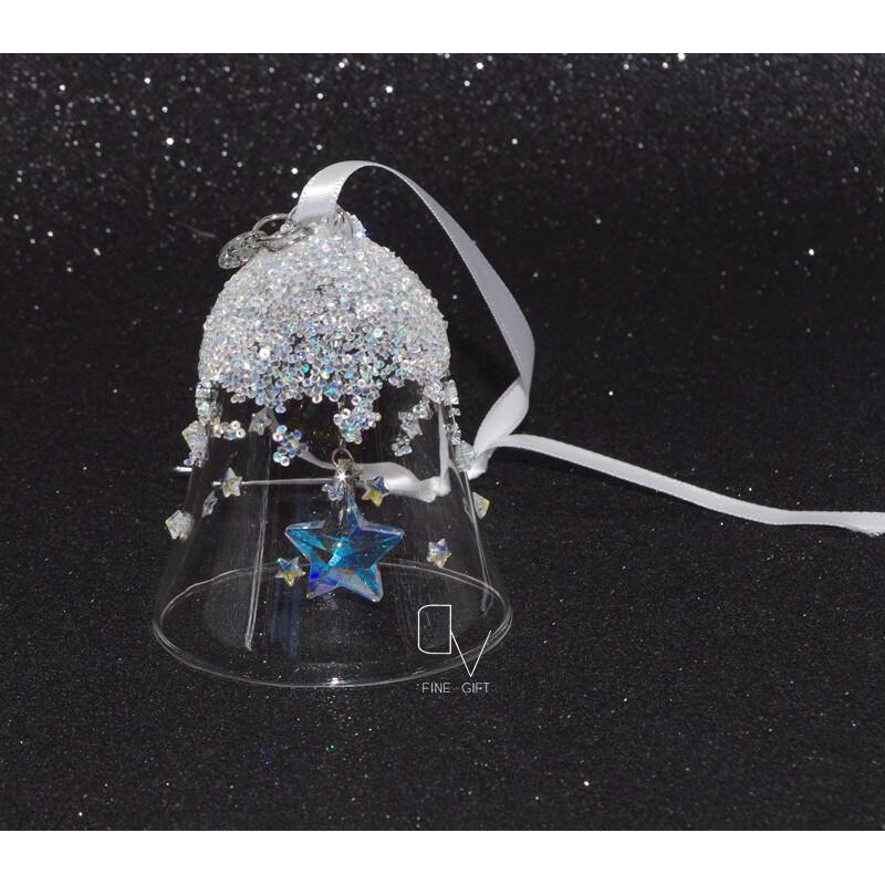新款汽车挂件圣诞水晶铃铛后视镜挂饰车内彩色星星风铃5545451