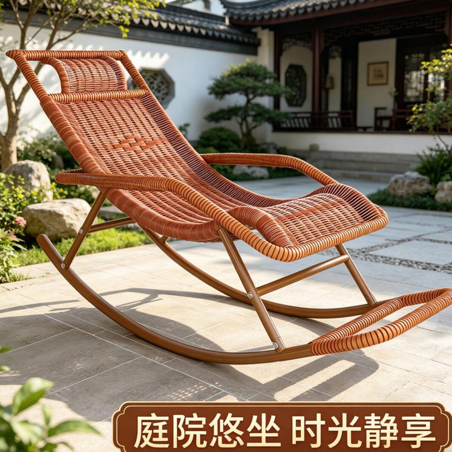 懒人摇椅躺椅夏天单人藤椅阳台家用休闲靠背老年人午睡凉椅凉睡椅