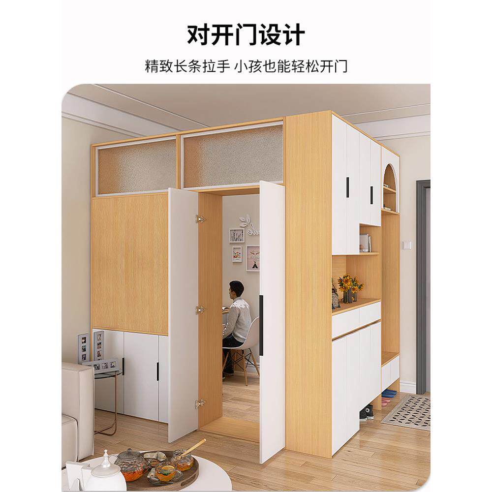 客厅玄关隔断柜带书桌小户型一房变两房进门鞋柜储物衣帽柜做隔间