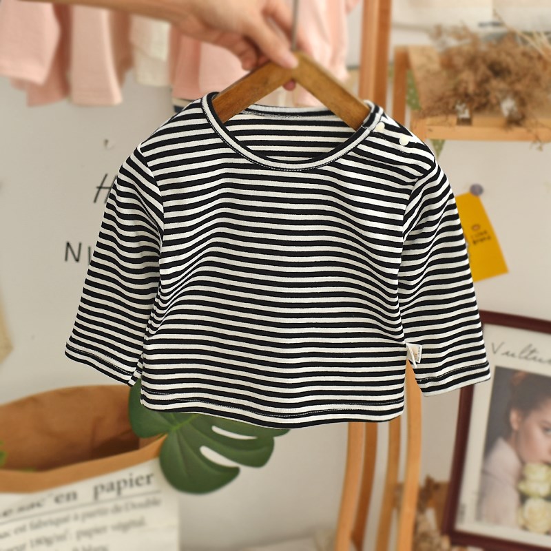 婴儿条纹T恤长袖春装2025新款纯棉新生儿衣服宝宝打底衫儿童上衣