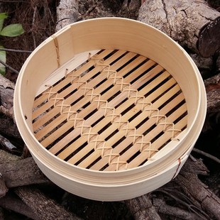 泗纶无胶水竹蒸笼 二笼一盖家用竹笼屉 绿色竹制厨具 送草垫包邮