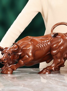 紫铜牛摆件华尔街牛摆件家居客厅办公室装饰品摆设开业礼品摆件