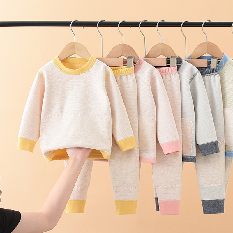 儿童德绒发热衣裤秋冬季男女童无痕睡衣中大童秋衣卫生裤家居服