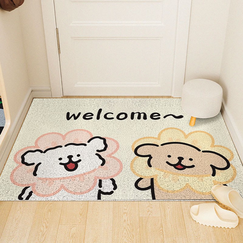 线条小狗地垫家用入户门可裁剪丝圈门垫玄关门口除尘蹭灰防滑地毯