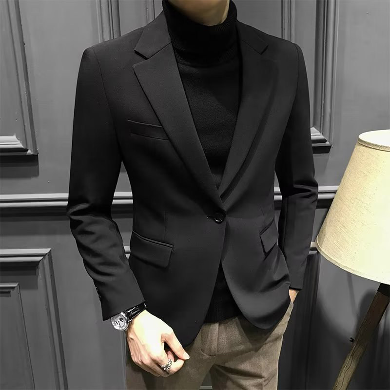 意式高端垫肩小西装外套男设计感单西礼服上衣修身型商务正装西服