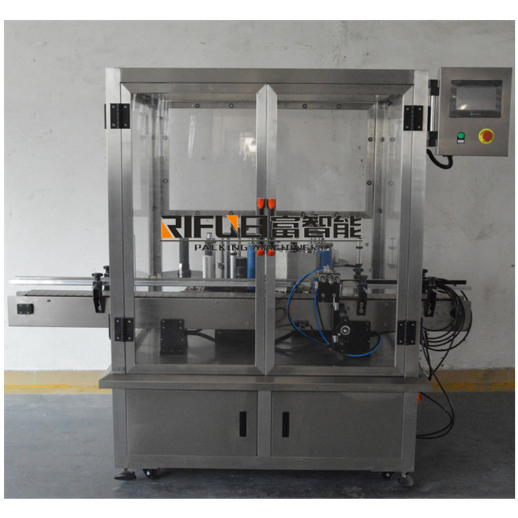 瓶子圆瓶贴标+封口标 玻璃瓶封口贴标机 玻璃罐贴防盗标签机