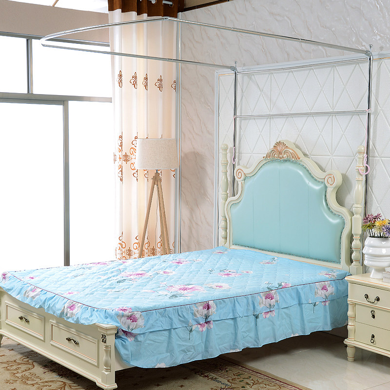 伸缩蚊帐1.8m米床家用U型落地蚊帐宫廷2米1.2m/1.5m纹账加粗加厚