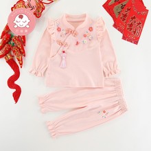女宝宝一周岁礼服秋季套装夏秋装1男宝2满月百日岁宴抓周衣服唐装