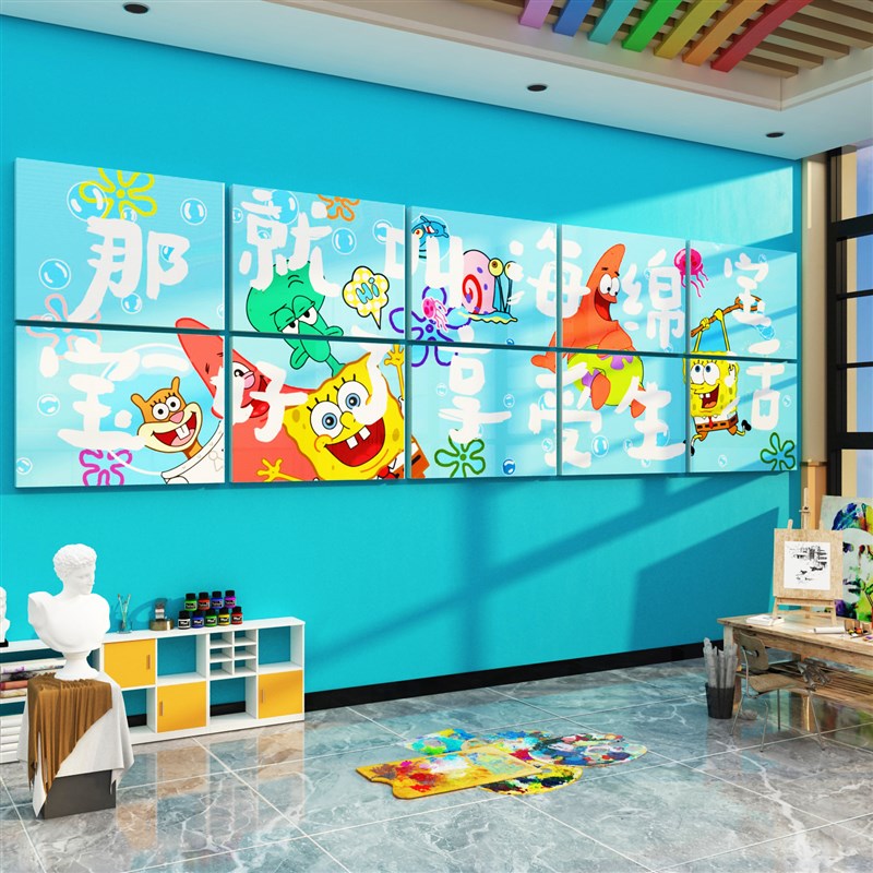 游泳馆墙贴母婴店背景3d立体童房幼儿园墙面装饰卡通防水玻璃纸画图片