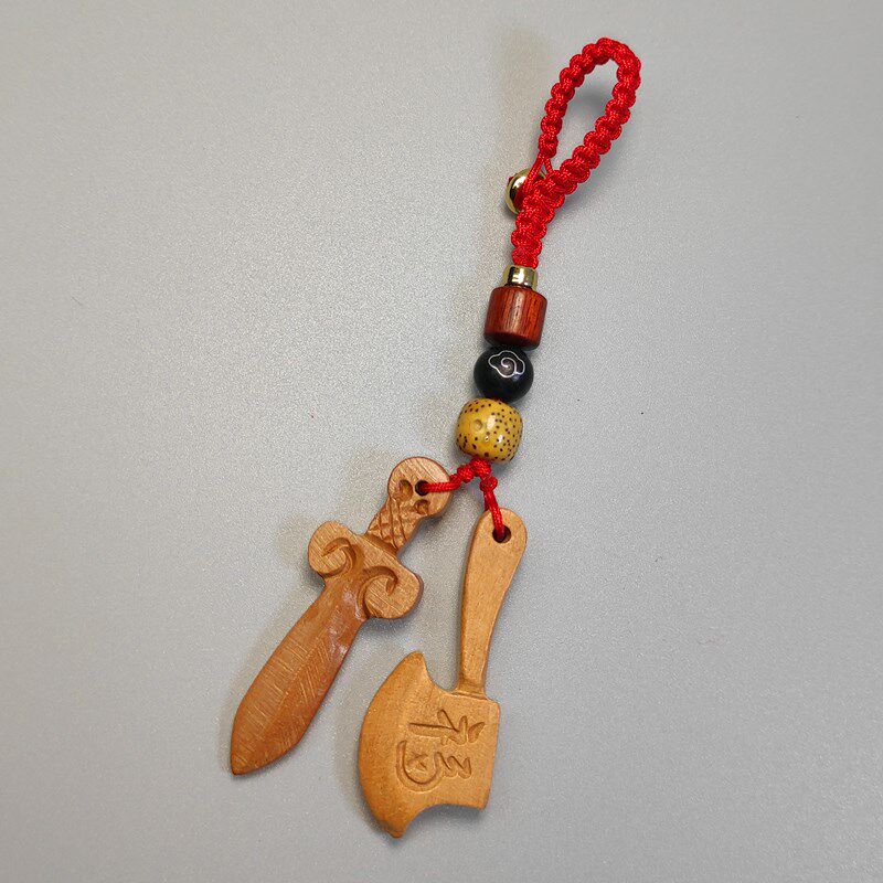 老桃树桃木挂件钥匙扣中国结随身护身迷你挂饰手把玩件东南桃树枝