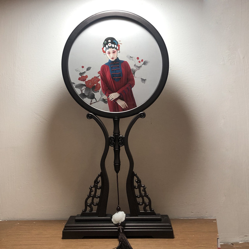 包邮  影楼中国风双面宫扇子屏风相框古装相架 镂空古典照片复古