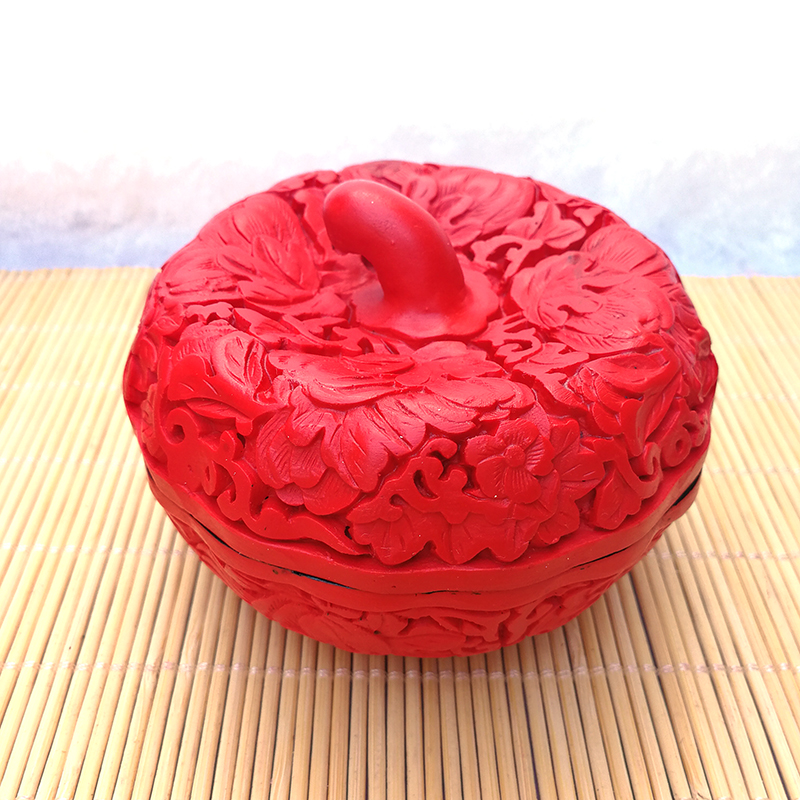 扬州漆器剔红雕漆糖果盒首饰盒捧盒工艺礼品古典国风国潮婚庆用品