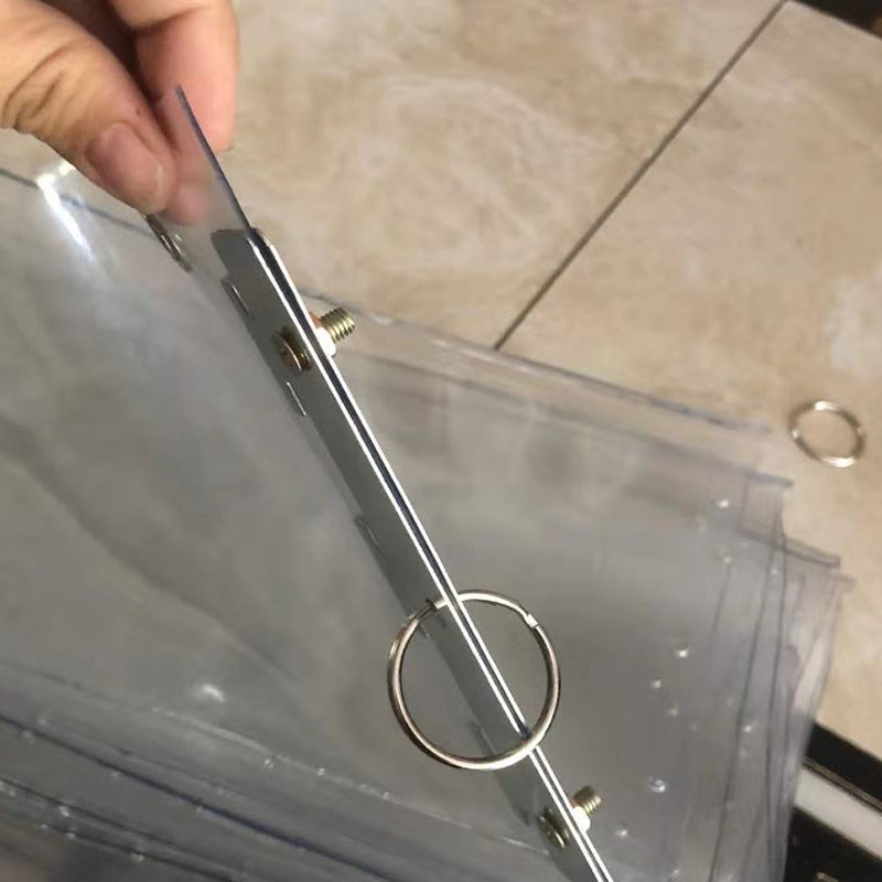 滑动折叠软门帘 推拉式PVC透明塑料轨道门帘春夏家用厨房挡风拉帘