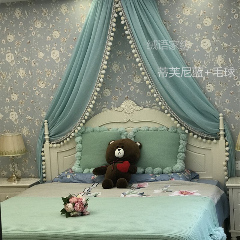 床幔欧式床头纱帘公主风床幔纱帘装饰北欧韩式可爱儿童可加蚊帐