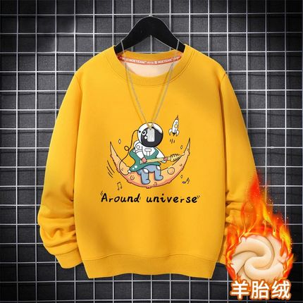 男童卫衣加绒加厚中大童男孩保暖上衣秋冬季十岁胖儿童打底衫潮款