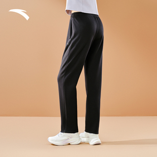 安踏运动长裤女冬季新款宽松休闲针织卫裤高弹直筒裤子162547318N
