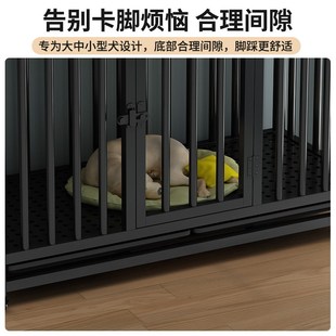 宠物狗笼狗屋家用狗窝 狗笼子室内大中小型犬带厕所边牧滑轮款