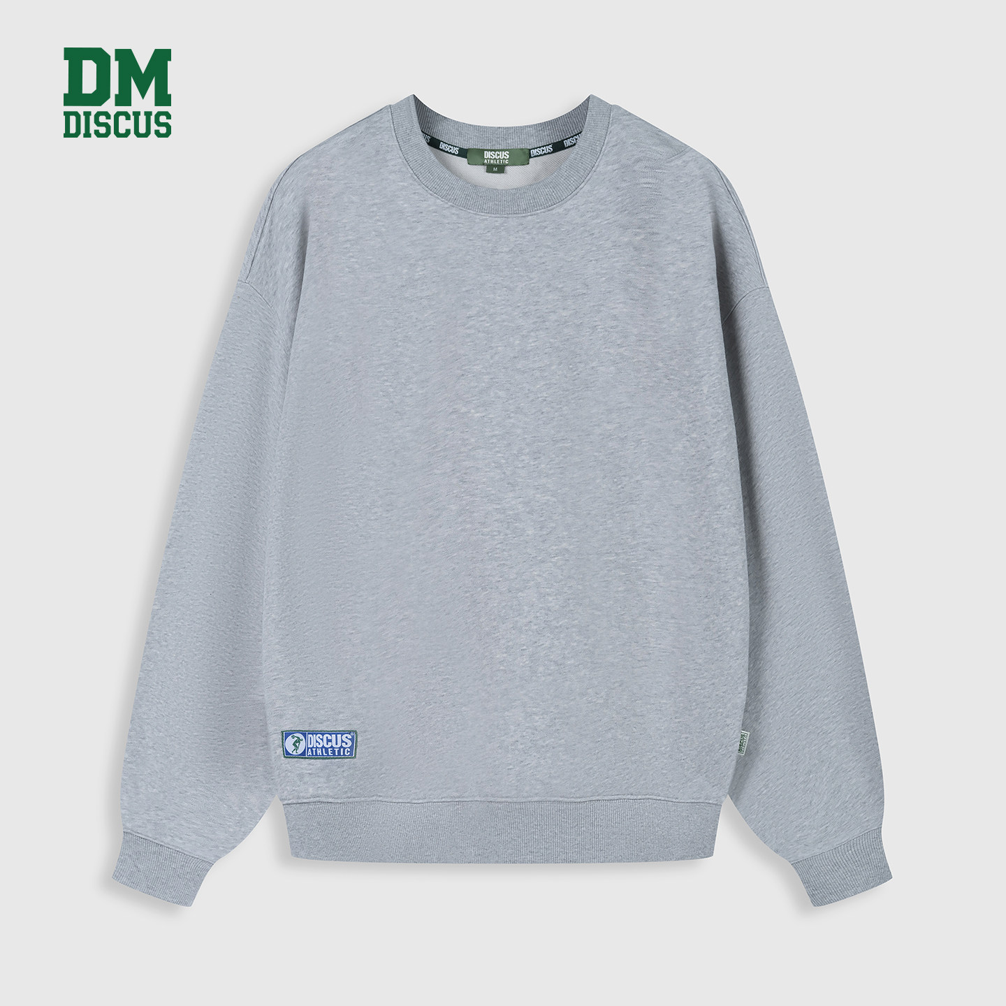 DISCUS2025冬季男女款圆领卫衣经典极简款LOGO点缀设计套头卫衣