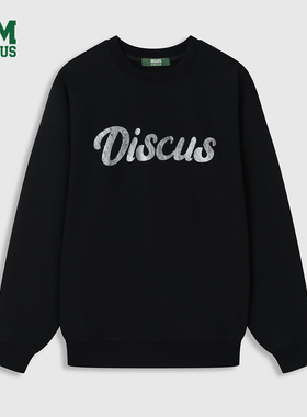 DISCUS 2025冬季情侣款圆领卫衣美式休闲艺术字母印花百搭套头衫