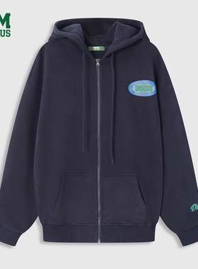 DISCUS2025冬季情侣款拉链开衫卫衣美式版型厚实抓绒保暖帽衫外套