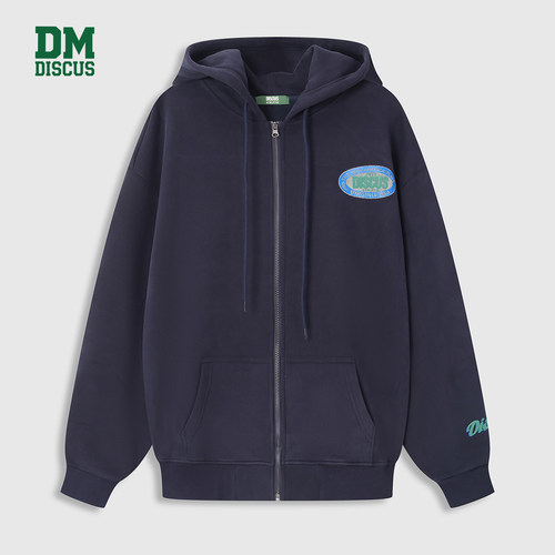 DISCUS2025冬季情侣款拉链开衫卫衣美式版型厚实抓绒保暖帽衫外套