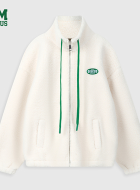 DISCUS 2025冬季男女款摇粒绒外套抽绳设计立领保暖宽松外套