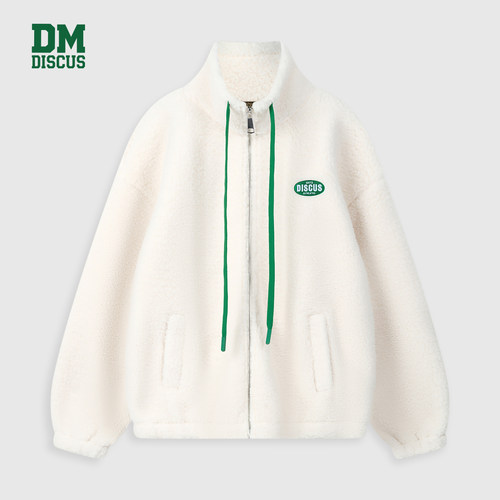 DISCUS 2025冬季男女款摇粒绒外套抽绳设计立领保暖宽松外套