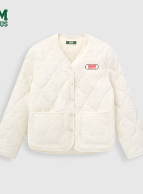 DISCUS 2025冬季女款轻薄棉服轻便圆领车缝纹理锁棉时尚棉服外套