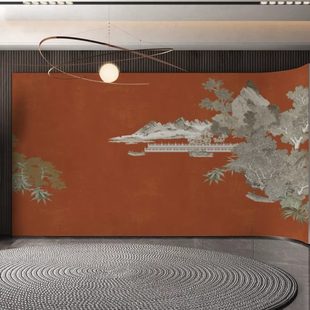 轻奢定制墙纸酒店客厅卧室电视沙发背景墙壁画墙布壁纸 现代新中式