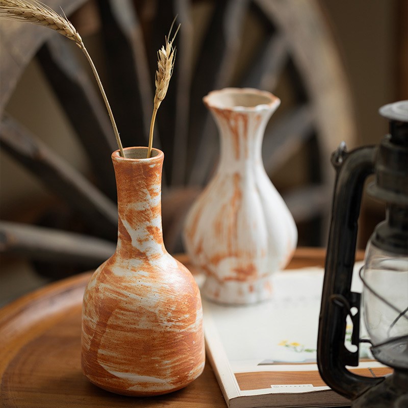 景德镇新中式陶瓷小花瓶客厅家居装饰花器红白瓷手工插花茶桌摆件