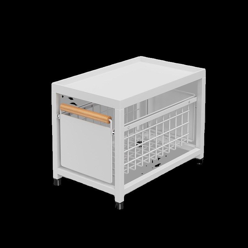 免安装厨房下水槽置物架抽拉式推拉抽屉橱柜内分层调料收纳带滑轨