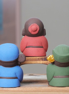 精品紫砂茶宠摆件创意复古人物福禄寿财神到陶瓷佛像家居饰品摆件