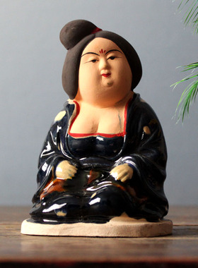 仿古做旧唐三彩陶瓷仕女摆件陶俑胖妮艺术品装饰品古玩收藏品礼品