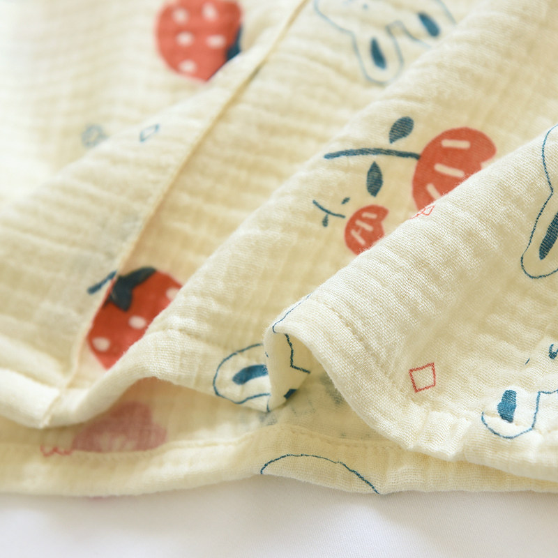 儿童夏季薄款纯棉纱布睡衣套三件套小清新亲子短袖长裤短裤家居服