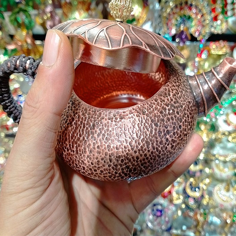 新疆喀什工艺红铜茶壶实用手工铜器家居用品