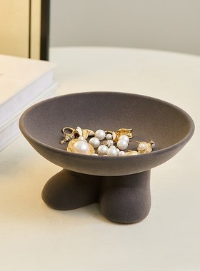 植绒陶瓷轻奢鞋柜门口进门入户玄关放钥匙托盘收纳架客厅装饰摆件