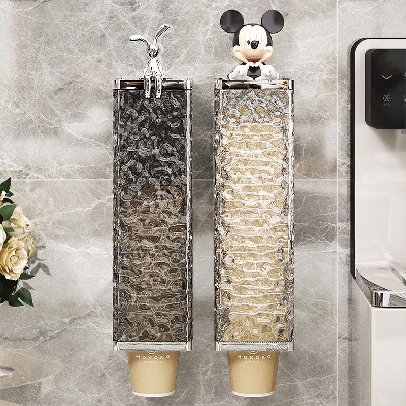 高颜值一次性杯子取杯器壁挂式免打孔家用饮水机纸杯收纳架取杯架