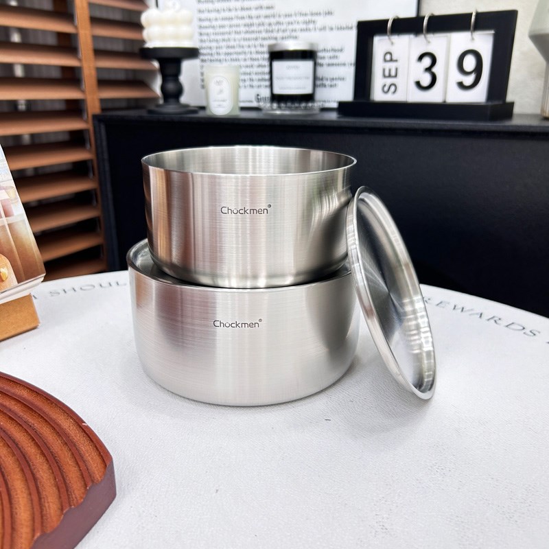 18/10不锈钢单层带盖碗蒸蛋炖盅隔水炖小碗保鲜碗饭碗水果碗