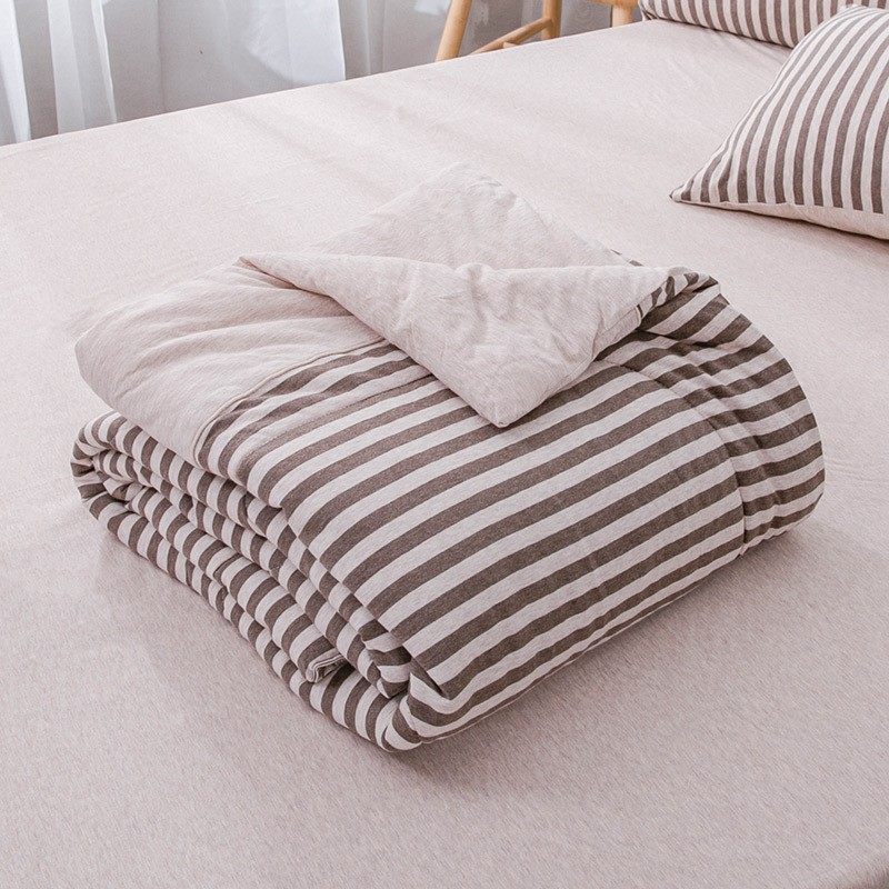 天竺棉空调被夏凉被子三件套可水洗机洗纯棉春秋针织棉单双人被芯