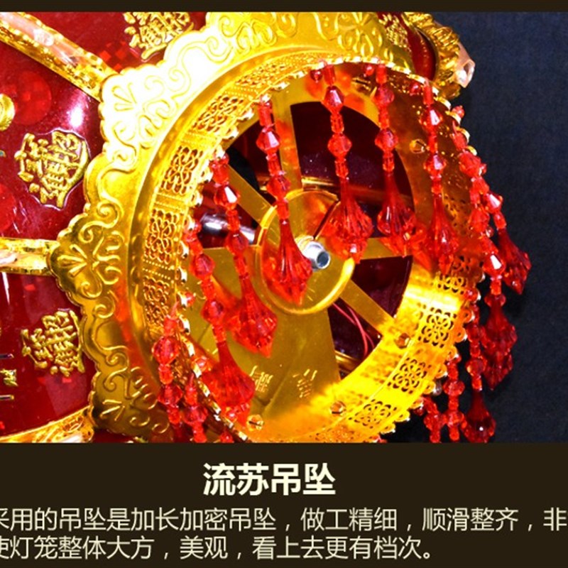大红新年节日乔迁阳台灯笼插电发光旋转水晶灯笼走马灯小灯笼挂饰