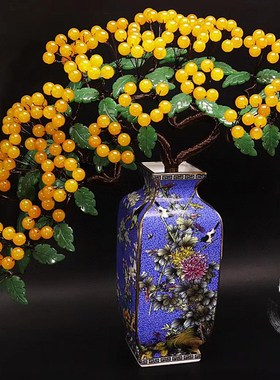 天然紫水晶原石发财树居家客厅创意装饰品陶瓷摇钱树办公室摆件