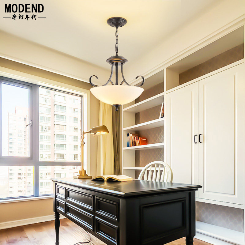 美式乡村铁艺单头吊灯创意个性餐厅走廊过道阳台玄关卧室门厅灯具