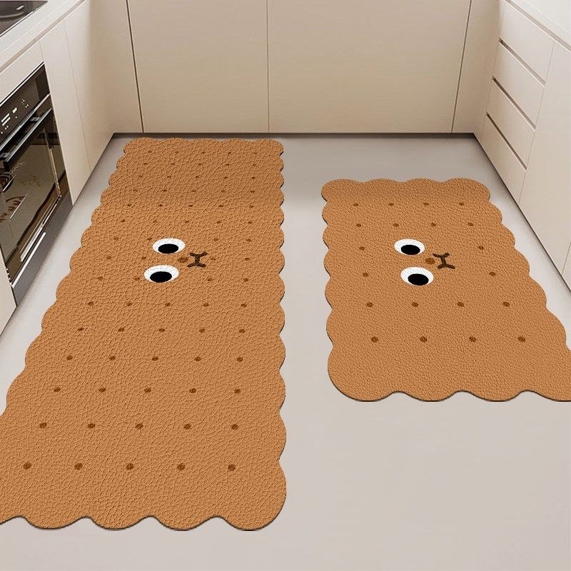 卡通饼干耐脏厨房地垫家用创意皮革可擦免洗脚垫长条吸水防滑垫子,居家布艺,厨房地垫,淘宝优惠券,粉丝福利购,淘宝优惠卷