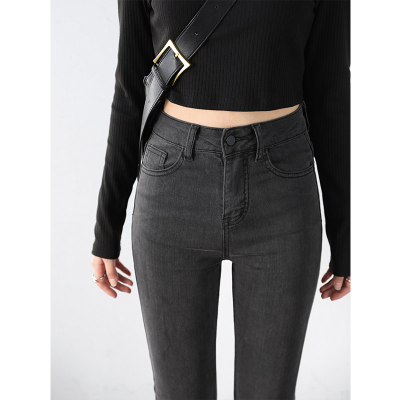 CV大码女装 入店BI败复古高腰小脚牛仔裤女修身显瘦九分铅笔裤子