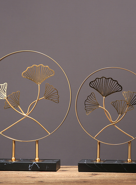 新中式轻奢家居软装银杏叶摆件美式客厅玄关样板间电视柜酒柜摆设